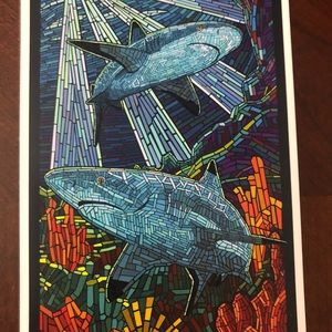 Lantern Press, Black Tip Reef Shark, Paper Mosaic, Postcard